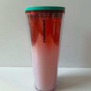 Starbucks Red Ombre Tumbler with Teal Lid